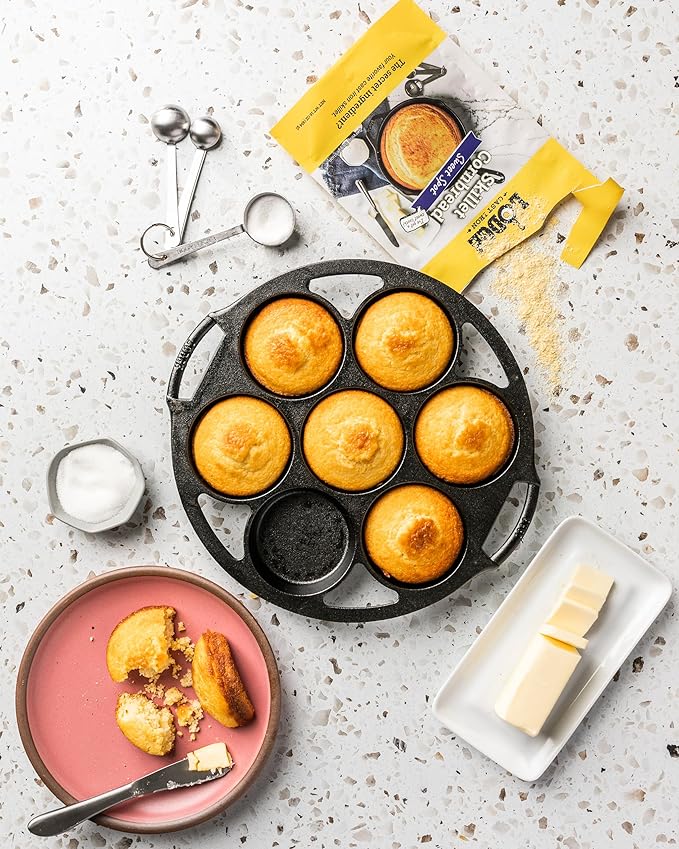 Lodge Cast Iron Skillet Cornbread - Pair with Cast Iron Skillet Wedge Pan Cornstick Pan or Muffin Pan Quality Ingredients (8 Pack) - Sweet Spot