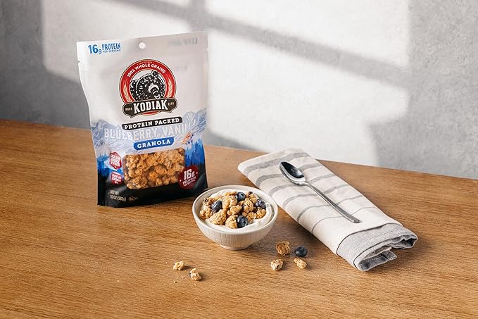 Kodiak Cakes Granola Blueberry Vanilla High Protein 100% Whole Grains (Pack of 5 pouches)