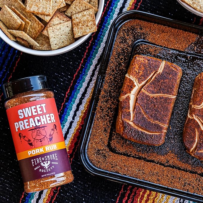Fire &amp Smoke Society Barbecue &amp Grilling Variety Pack | BBQ Seasonings and Rubs for Smoking | Gifts for Him Father's Day Gifts for Dad | Large Spices Bbq Spice Kit (4-Pack)