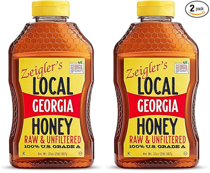 Zeigler's Local Georgia Award Winning Honey – All Natural Pure Raw &amp Unfiltered Georgia Honey 32-ounce Squeeze Bottle – Delicious Honey for Tea Yogurt Parfaits Toast Cornbread and Chicken