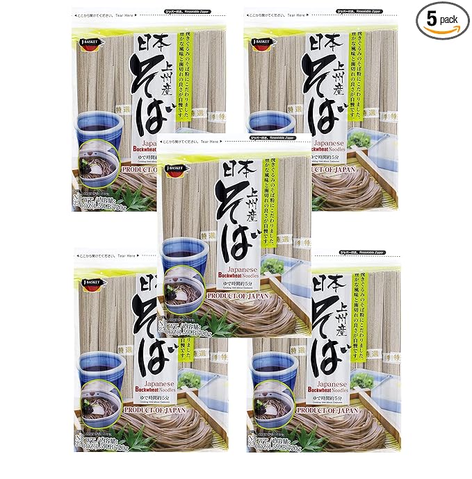 J-Basket Japanese Noodles 5-Pack Set Buckwheat