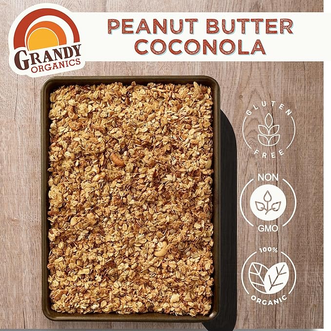 Grandy Organics Coconola Granola Variety Flavors Original Chocolate &amp Peanut Butter Certified Organic Granola Gluten Free Grain Free 9oz Each Pack of 3