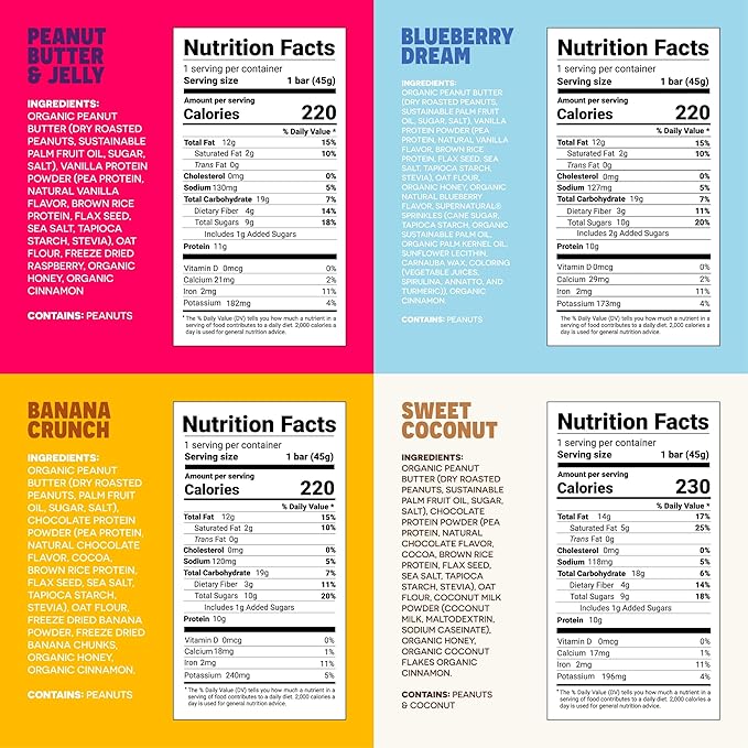 FROPRO Snack Bar - Peanut Butter Snack Bars - Gluten Free Dairy Free Soy Free Non GMO Plant Based Protein Snacks Bar - Crave-worthy &amp Great On-the-Go | Variety 12 Flavors 24 Pack