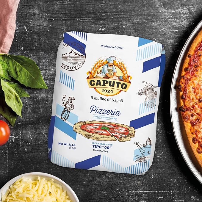 Antimo Caputo Pizzeria Flour Blue 11 Pound (5Kg) Bag - Italian 00 Flour - Soft Wheat for Pizza Dough - Makes that Perfectly Elastic Chewy Crispy Bubble Neapolitan Pizza