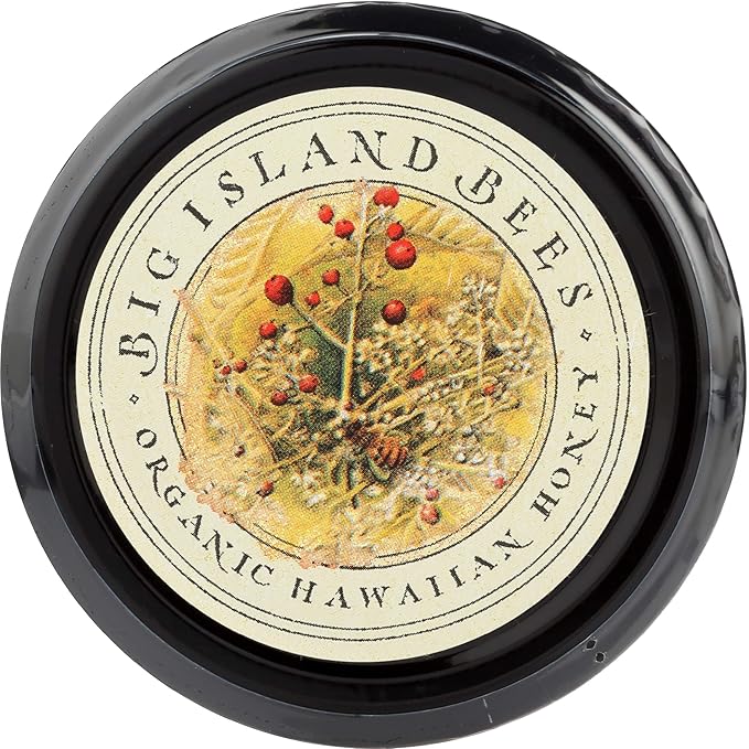 Organic Wilelaiki (Hawaiian Christmas Berry) Raw Honey Single Floral Variety by Big Island Bees (9 oz Glass Jar)