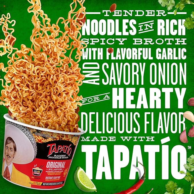Tapatío Ramen Noodle Soup Orignal - Microwaveable Big Bowl 3.88 oz. (110g) 6-Pack