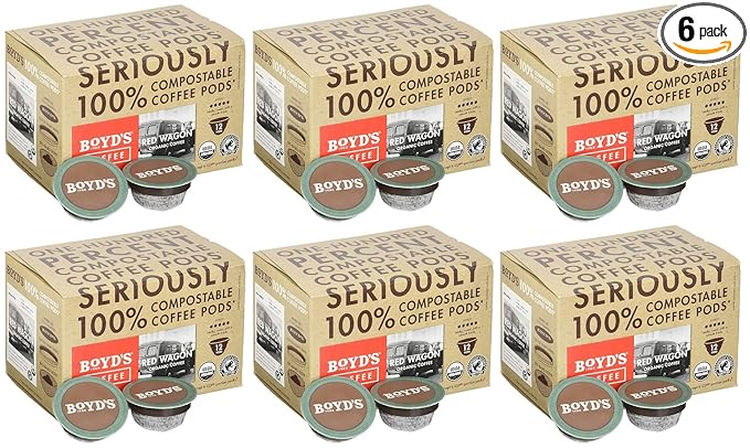 Boyd's Coffee Organic Red Wagon Coffee - Dark Roast - Single serve pods (72 Count)