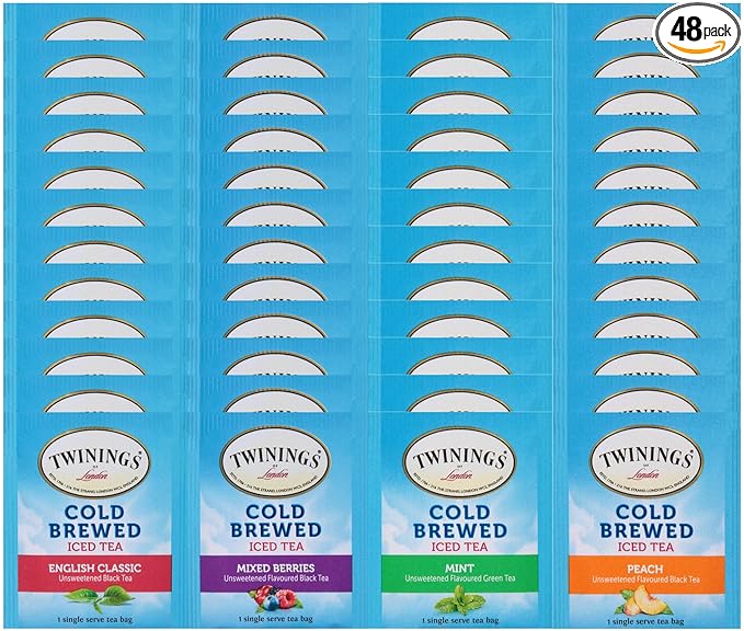 Twinings Cold Brewed Iced Tea Bag Variety Sampler (Pack of 48)