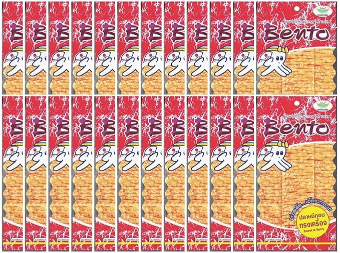 Bento Bake Seasoned Squid &amp Surimi Seafood Thai Snack Choose from 3 Flavors 5 gram (Pack of 24)