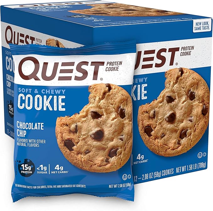 Quest Nutrition Protein Snacks Bundle - Peanut Butter Cups Peanut Butter Cookies and Chocolate Chip Cookies (12 Count Each)