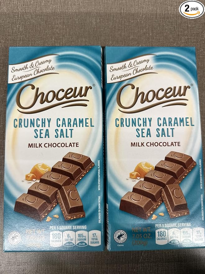 Choceur Crunchy Caramel Sea Salt Milk Chocolate 7.05 oz (Pack of 2) Limited Edition