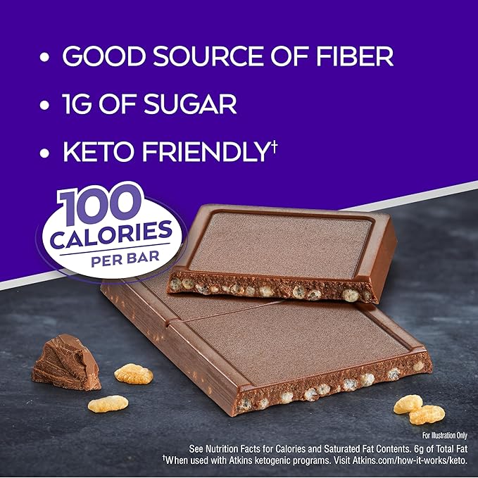 Atkins Endulge Crunchalicious Bar 1g Net Carbs 1g Sugar Good Source of Fiber 5 Count (Pack of 8)
