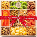 NUT CRAVINGS - Easter Dried Fruit &amp Mixed Nuts Gift Basket in Reusable Wooden Tray + Ribbon (12 Assortments) Ramadan Gifts Food Arrangement Healthy Snack Care Package Kosher