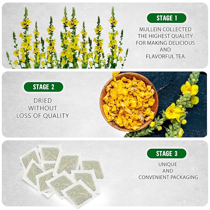 TeaDreamTea Dried Mullein Herbal Tea - Natural Mullein Flowers 30 Tea Bags - Caffeine-free - Pure Natural Premium Mullein Leaf - Mullein Herbal Teas with Cleanse Detox &amp Respiratory Support Effect