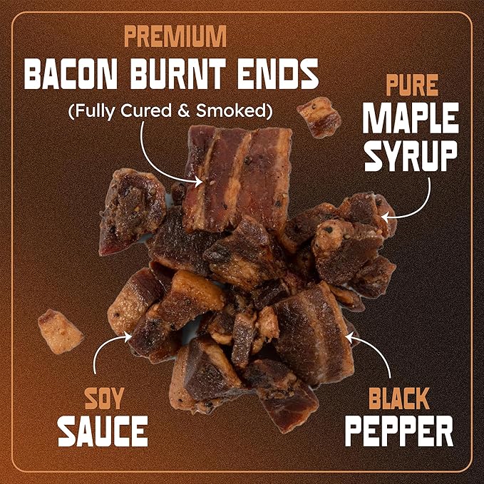 MaxJerky Montreal Maple Bacon Burnt Ends Smoked Bacon Jerky 2.5 OZ (4 Pack)