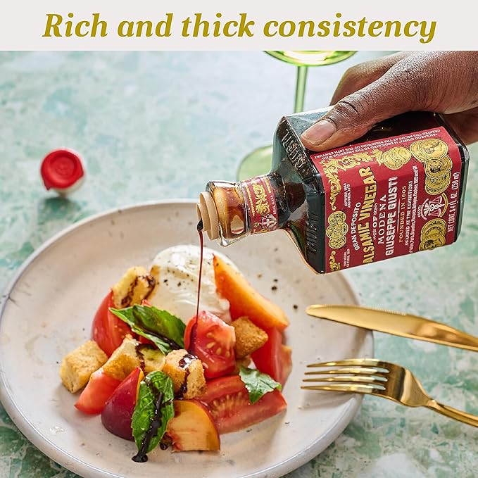 Giusti Italian Balsamic Vinegar of Modena IGP - 3 Gold Medals Rich &amp Thick Gran Deposito Aceto Balsamico di Modena for Salads Cheese &amp Finishing Touches Made in Italy – 8.45 fl oz/250 ml -P
