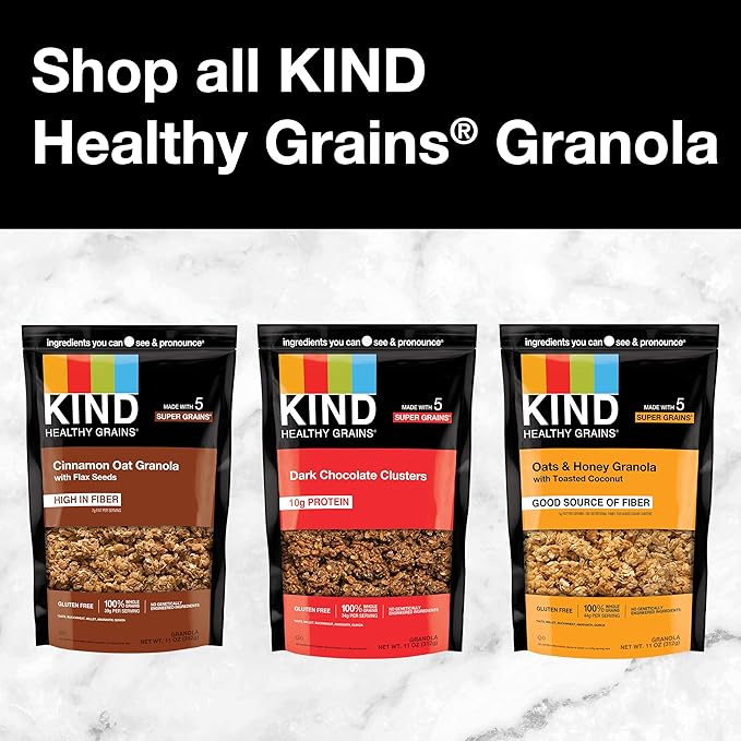 KIND Healthy Grains Granola Cinnamon Oat Clusters with Flax Seeds Healthy Snacks Gluten Free 100% Whole Grains 5g Protein 11oz 6 Count