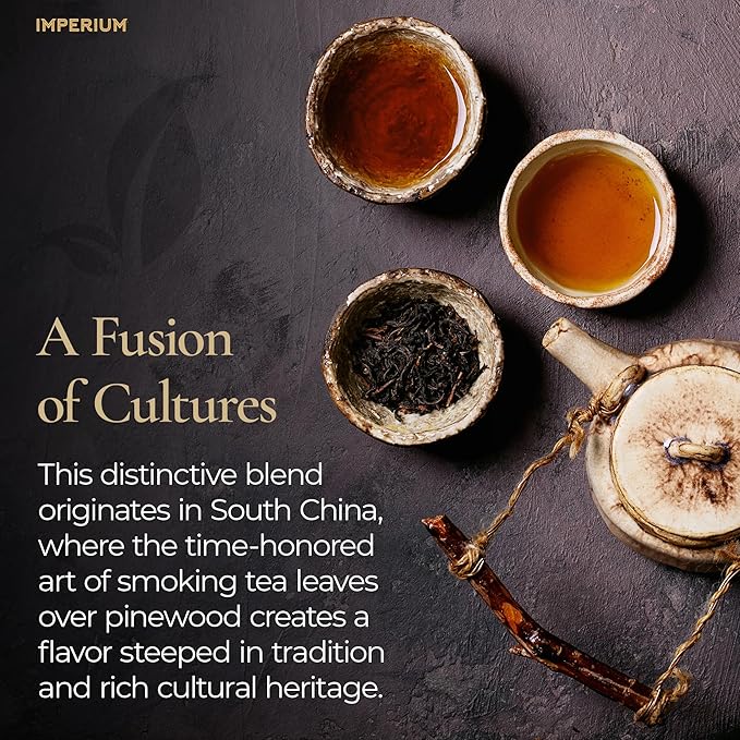 Imperium Lapsang Oolong Tea Loose Leaf (4oz) Hand-Picked Premium Oolong Brews 100 Cups Naturally Bold Beverage Robust Smoky Flavor Deep Aroma Comforting Smooth Finish Energizing Experience