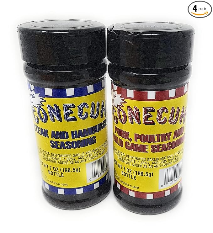 Conecuh Sausage Seasoning Bundle - 2 x 7 Oz Bottles of Conecuh Barbeque Seasoning Conecuh Seasoning 1 Conecuh Hamburger Seasoning 1 Conecuh Poultry Seasoning