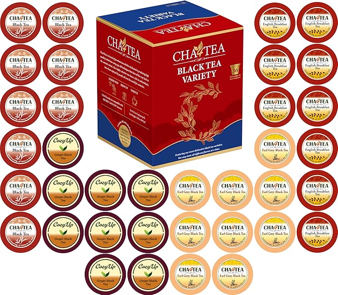 Cha4TEA 36-Count Assorted Black Tea Sampler for Keurig K-Cup Brewers (Black Tea English Breakfast Ginger tea Earl Grey)