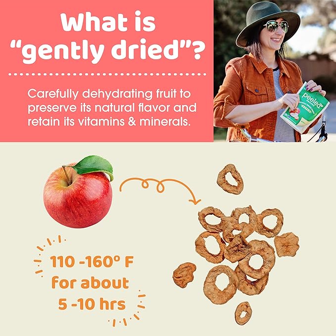 Peeled Snacks Organic Dried Fruit Apple 2.8 oz. Pack of 12 â€“ Healthy Vegan Snacks for On-the-Go Lunch and More