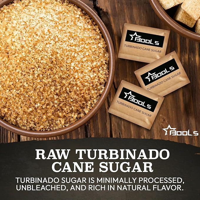 Raw Sugar Packets 500 Count – Individually Wrapped Turbinado Cane Sugar – Perfect for Coffee Tea and On-the-Go Sweetening