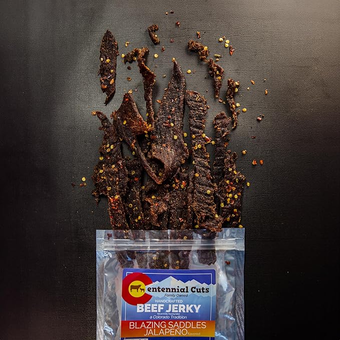 Centennial Cuts Hot &amp Spicy Beef Jerky &amp Beef Sticks Gift Box – Spicy Jerky Variety Pack 4 Jerky Bags + 3 Beef Sticks High Protein Snack