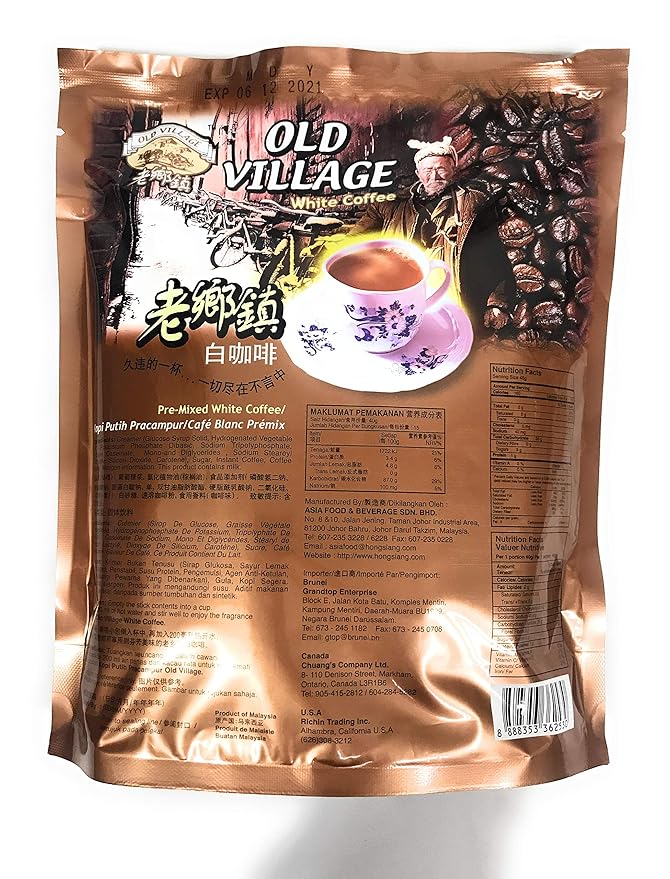 [ 2 Pack] Old Village Pre-Mixed White Coffee 15 Sticks 40g/1.410oz