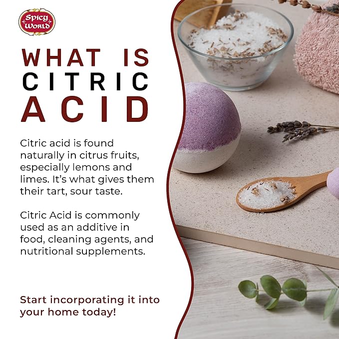 Pure Citric Acid 10 Pound - Food Grade &amp Non-GMO- Natural Food Preservative Beauty Ingredient- by Spicy World