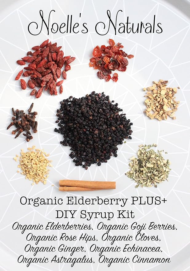 Elderberry Plus+ Syrup Making Kit - Makes 24oz - Just Add Your Own Honey - Natural and Organic Ingredients - Includes Free Brew Bag