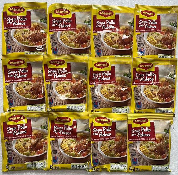 Sopa Pollo con Fideos 55g Maggi - Producto de Guatemala Chicken Noodle Soup 55g Maggi - Product of Guatemala (12 ea Sopa Fideo de Pollo (Chicken Noodle Soup)