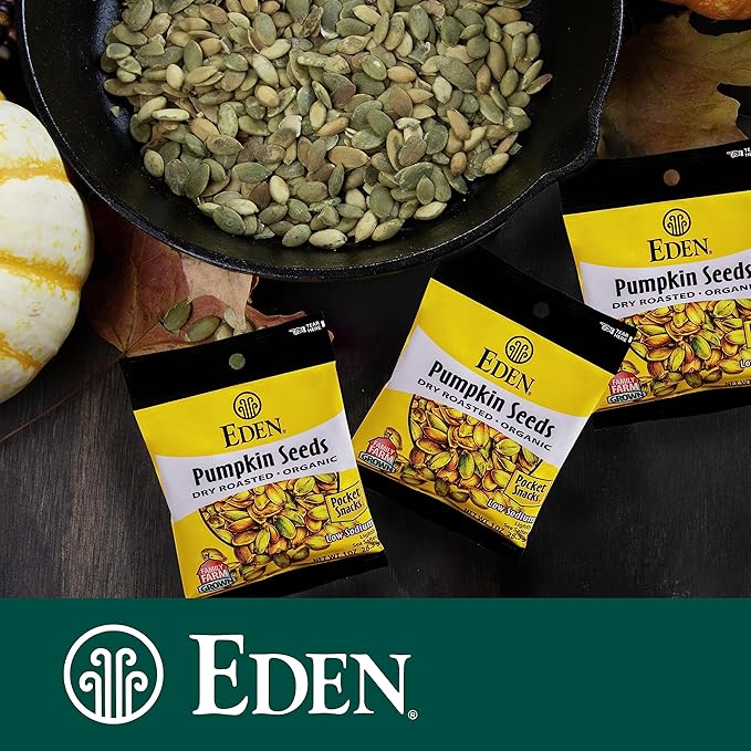 Eden Organic Pumpkin Seeds Pocket Snacks Dry Roasted Lightly Salted Hulled Pepitas 1 oz (24-Pack Case)