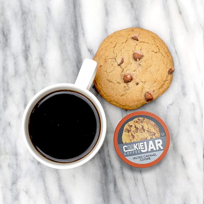 Cookie Jar Salted Caramel Flavored Coffee Pods for Keurig K Cup Brewers 40 Count – Smooth Caramel Flavor with a Hint of Salt Perfect for a Sweet Coffee Indulgence