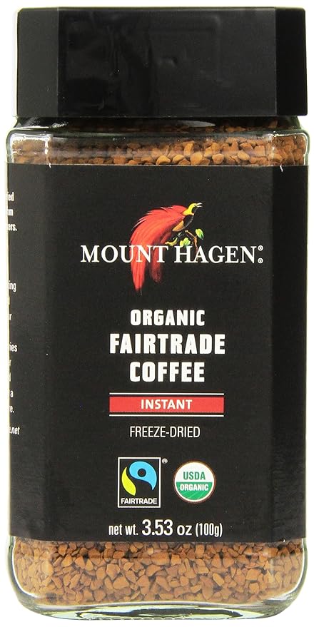 Mount Hagen 3.53oz Organic Freeze Dried Instant Coffee - 2 pack | Eco-friendly Coffee Made From Organic Medium Roast Arabica Beans | Fair-Trade Coffee Instant [2 x 3.53oz Jar]