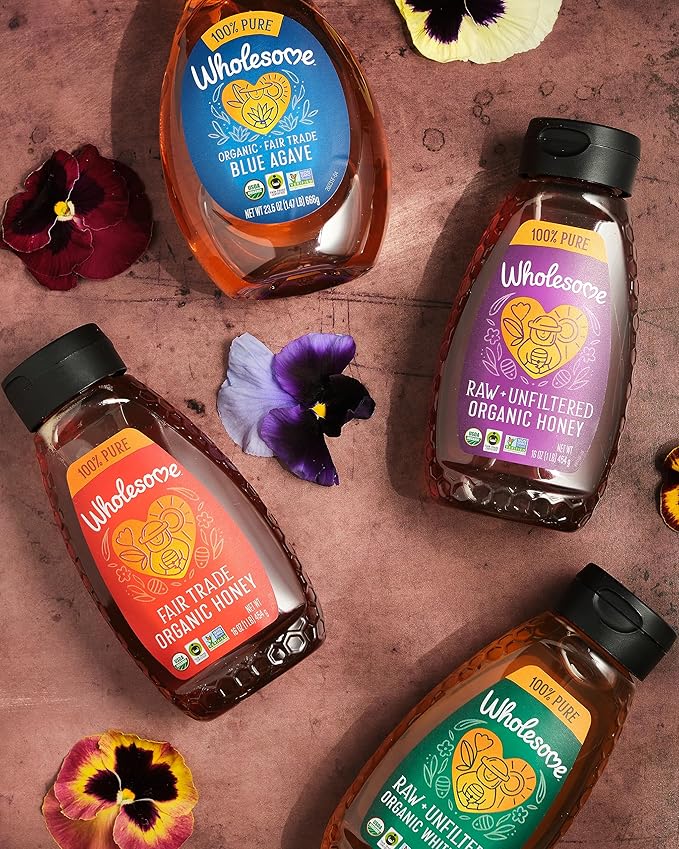 Wholesome Organic Honey 100% Pure Fair Trade Non-GMO 16 oz. Squeeze Bottle (Pack of 2) (Packaging May Vary)