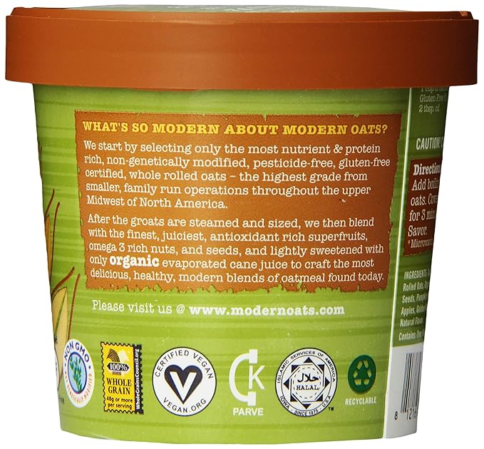 Modern Oats Apple Walnut Oatmeal 2.6 Ounce (Pack of 6)