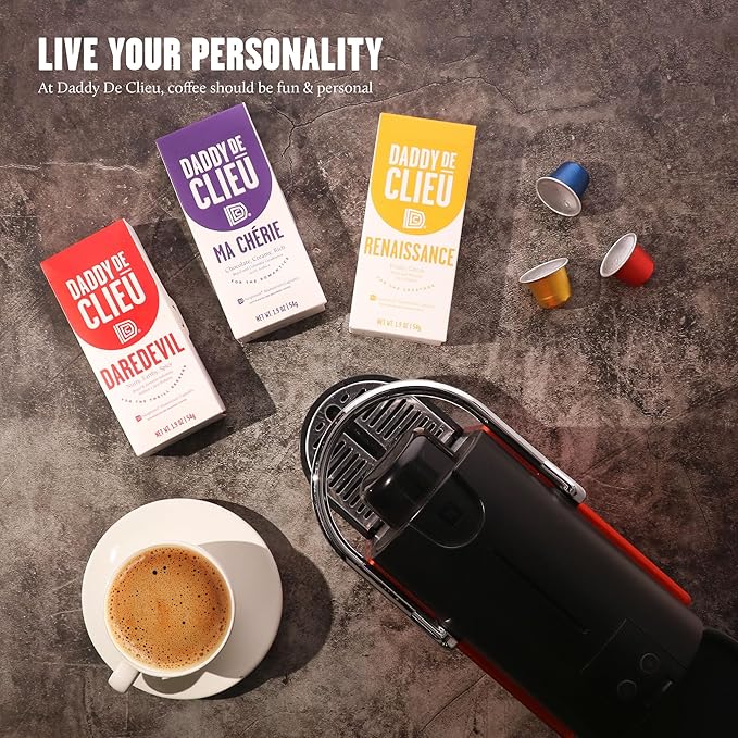 Daddy De Clieu Coffee Pods Discovery Pack Medium to Dark Roast Arabica and Robusta Compatible with Nespresso Original Line Machines Recyclable Aluminum Capsules 70 Count