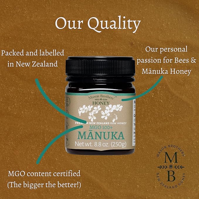 Mason Brothers' Raw Manuka Honey | 3x 8.8oz | MGO 100+ / MGO 263+ MGO Certified New Zealand Honey Bundle