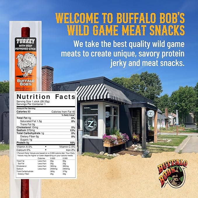 Buffalo Bob's Wild Game Meat Snack Stick - Turkey Stick 10 Pack