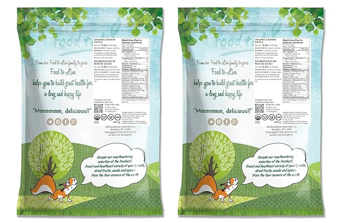 Food to Live - Organic Cashew Pieces 16 Pounds - Non-GMO Kosher Raw Vegan Unsalted Unroasted Bulk