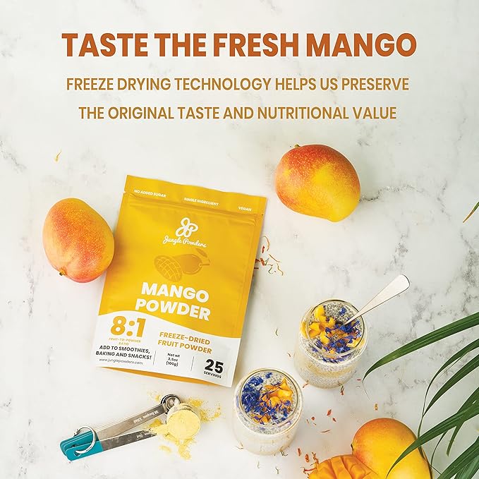 Jungle Powders Freeze Dried Mango Powder 7 Ounce Bag Mango Extract For Baking No Sugar Added Dry Mango Powder Juice Additive Free Mangoes Whole Fruit Dried Mango Juice For Smoothie Flavoring