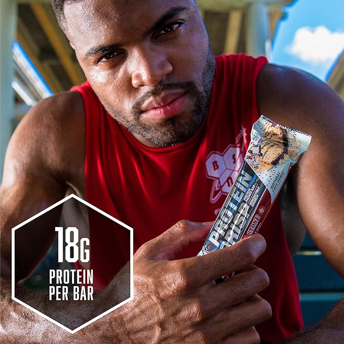 BSN Protein Crisp Bar Vanilla Marshmallow 18 Gram Protein Snack Bars with Whey and Fiber Gluten-Free Crunchy Energy Bars for Workout Fitness On-the-Go 12 Count