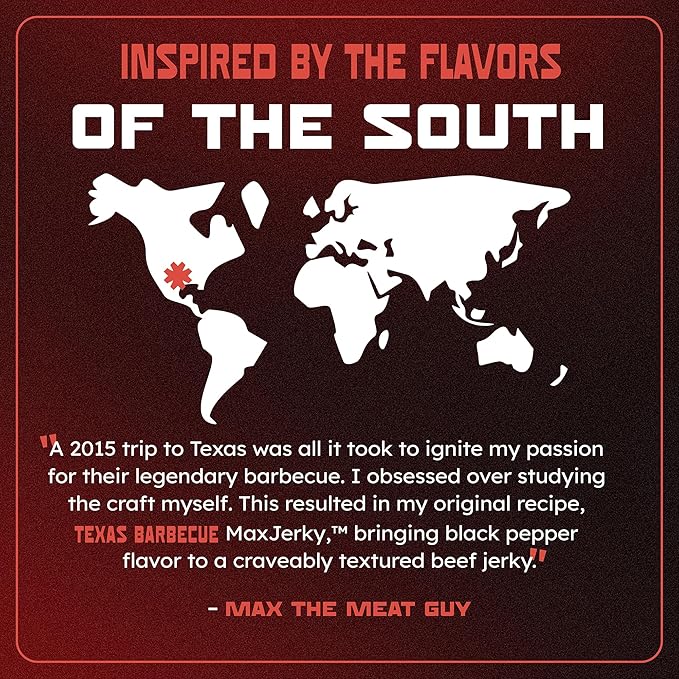 MaxJerky Texas Barbecue Beef Jerky Smoked Pepper Flavored Jerky 27.5 Grams of Protein 2.5 OZ (4 Pack)