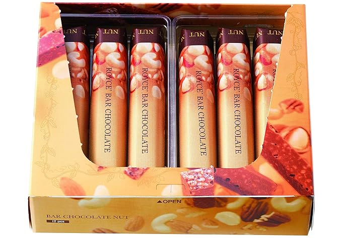 ROYCE' Nut Bar Chocolate - Chocolate Bar with Nuts| Gourmet Snack for Gifting &amp Indulging | Japanese Chocolate Bar from Hokkaido (12 Pieces of Chocolate)