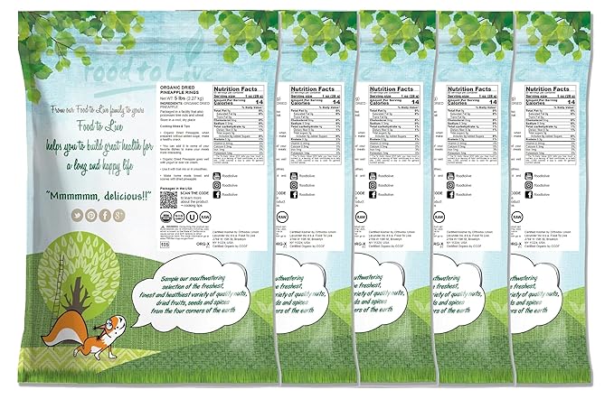 Food to Live Organic Dried Pineapple Rings 25 Pounds – Non-GMO Flavorful Chewy Fruit Snack Vegan Unsulfured No Sugar Added Bulk Great Addition to Desserts Cakes and Pies