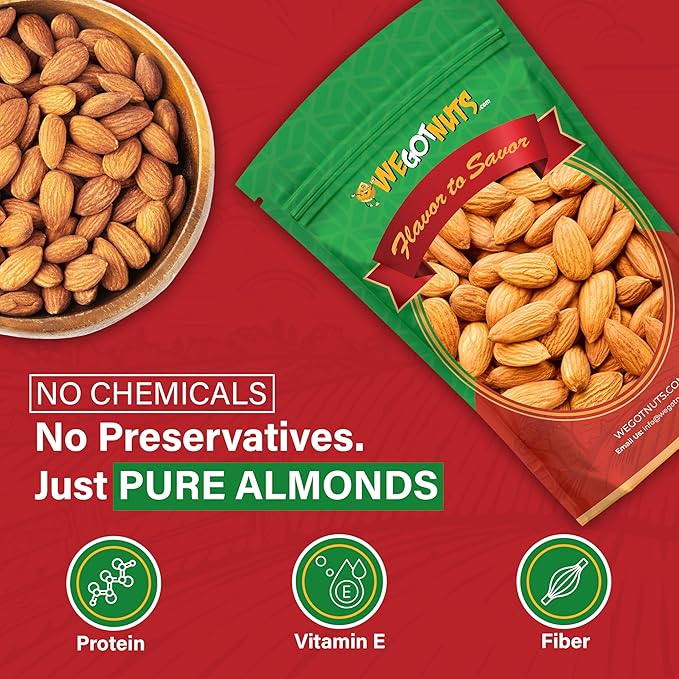We Got Nuts Jumbo California Almonds 64oz (4 Pounds) (Whole Naturel Non Gmo Shelled Unsalted)