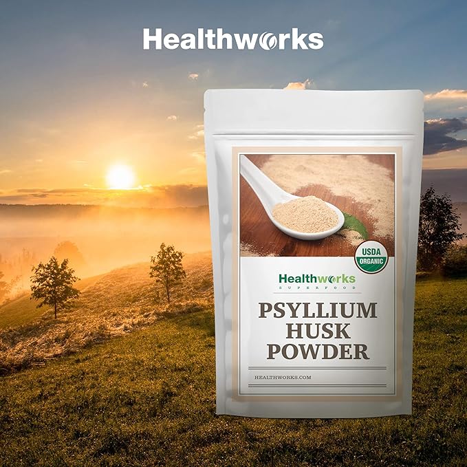 Healthworks Superfoods Organic Psyllium Husk Powder - 80 Oz / 5 Lbs - Raw - Certified Organic - Finely Ground Powder from India - Keto Vegan &amp Non-GMO - Fiber Support
