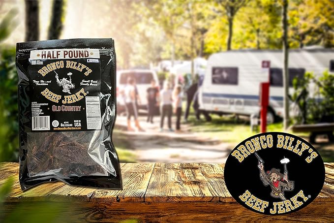 Bronco Billy's Beef Jerky Hickory Smoked Old Country Half Pound Resealable Bag