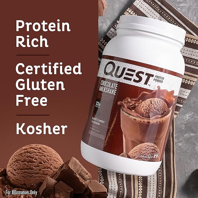 Quest Chocolate Milkshake Protein Powder 22g Protein 43 Servings and Quest Blueberry Muffin Protein Bars 21g Protein 12 Count