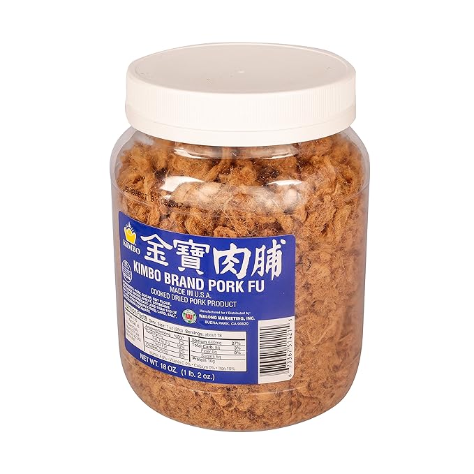 cooked dried pork (猪肉松) kimbo brand pork fu 18 oz (1 lb 2 oz) made in usa